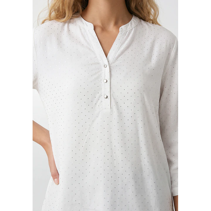 Blusa Strass Mujer Manga 3/4 Blanco 2