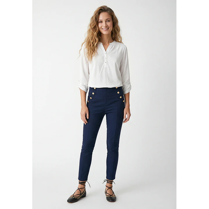Blusa Strass Mujer Manga 3/4 Blanco 4