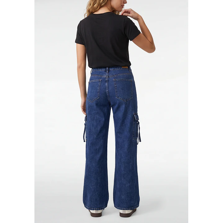 Jeans Cargo Wide Leg Mujer Azul 2