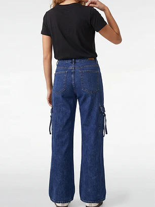 Jeans Cargo Wide Leg Mujer Azul