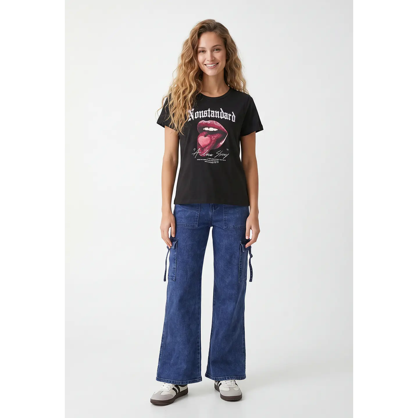 Jeans Cargo Wide Leg Mujer Azul 3