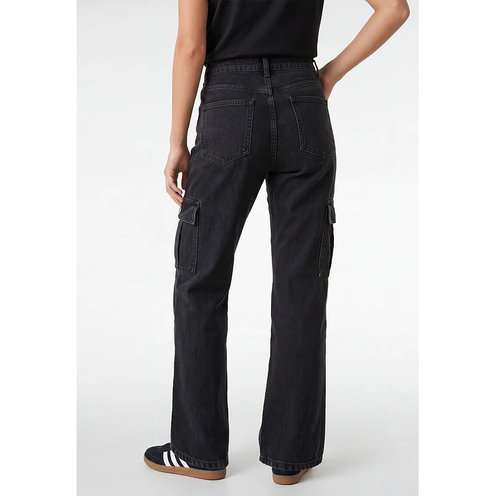 Jeans Cargo Wide Leg Mujer Gris 2