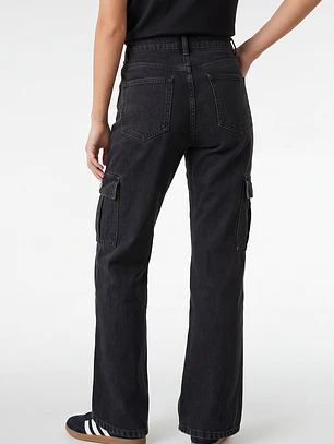 Jeans Cargo Wide Leg Mujer Gris