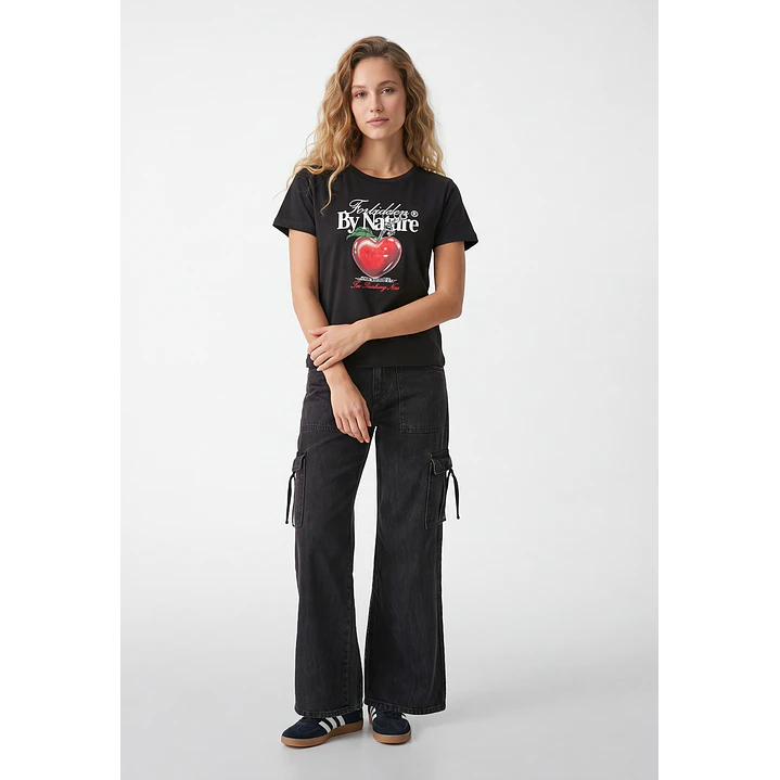 Jeans Cargo Wide Leg Mujer Gris 1