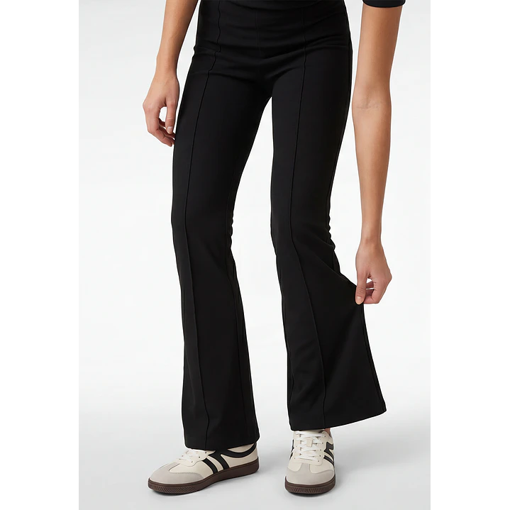 Calza Rib Flare Mujer Negro 1