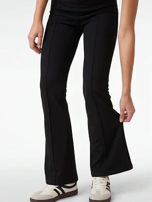 Calza Rib Flare Mujer Negro
