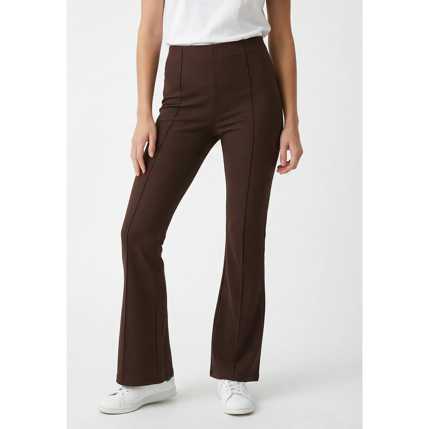 Calza Rib Flare Mujer Café 1