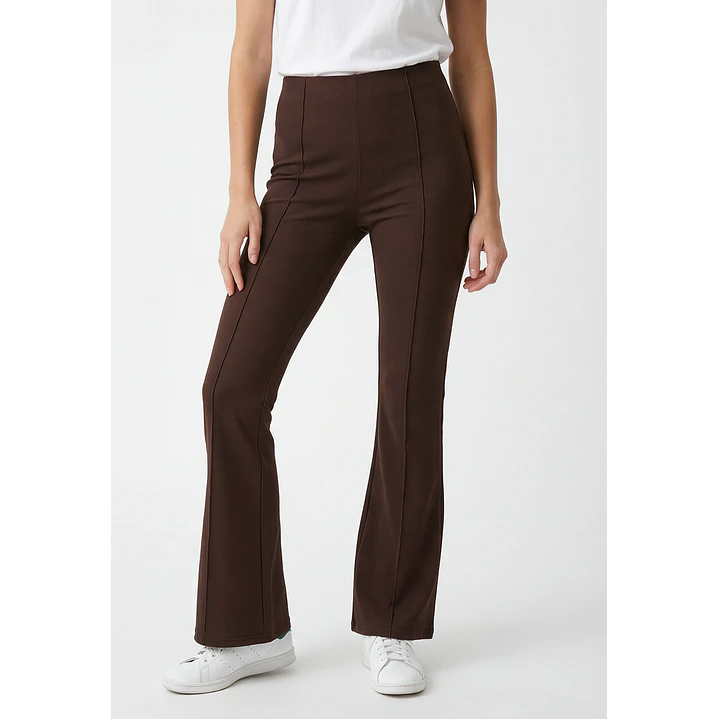 Calza Rib Flare Mujer Café 1