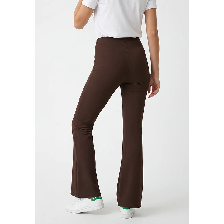Calza Rib Flare Mujer Café 2