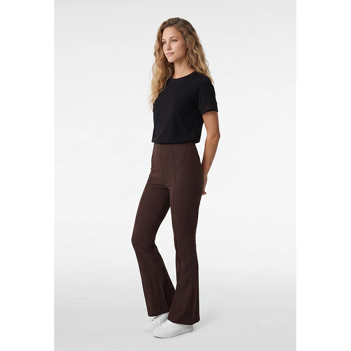 Calza Rib Flare Mujer Café 3
