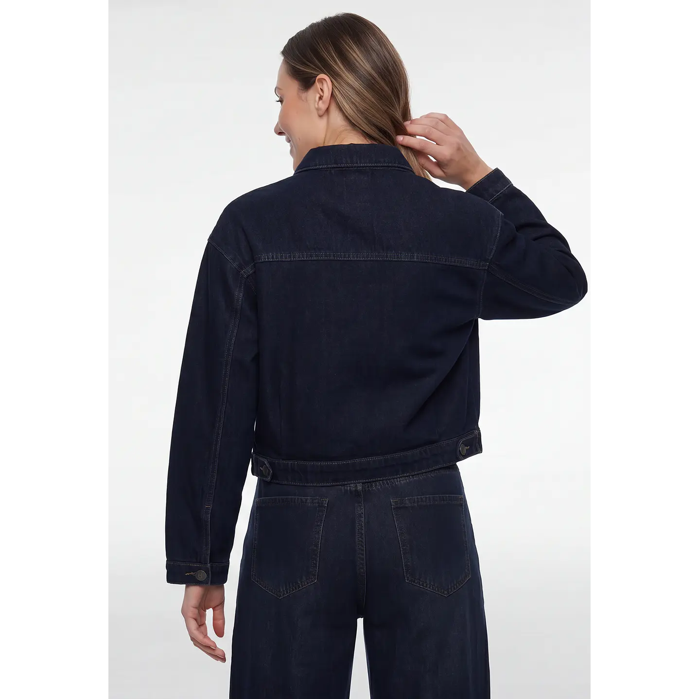 Chaqueta Denim Raw Mujer Manga Larga Azul 3