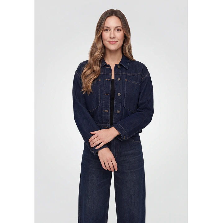 Chaqueta Denim Raw Denim Mujer Manga Larga Azul 1