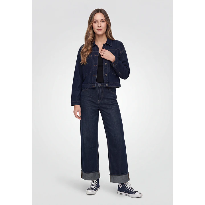 Chaqueta Denim Raw Denim Mujer Manga Larga Azul 4
