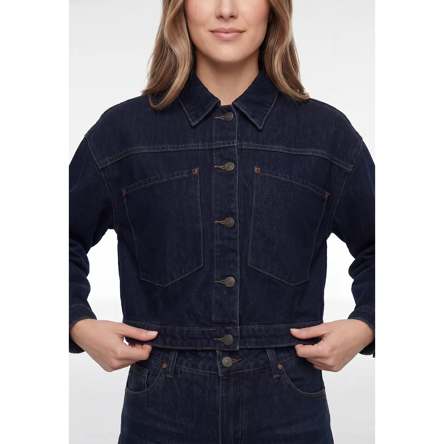 Chaqueta Denim Raw Mujer Manga Larga Azul 2