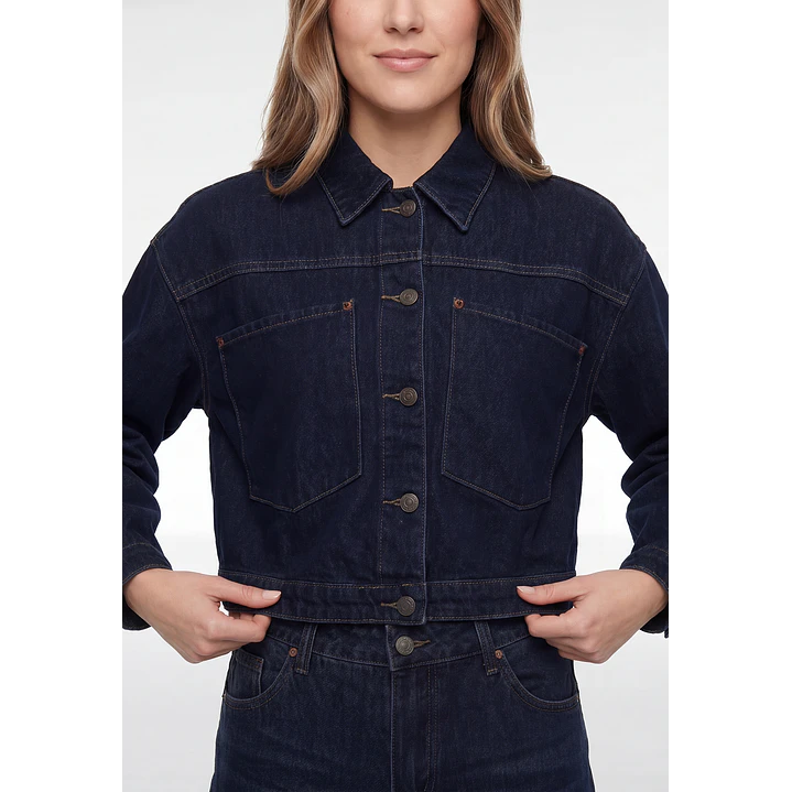 Chaqueta Denim Raw Denim Mujer Manga Larga Azul 2