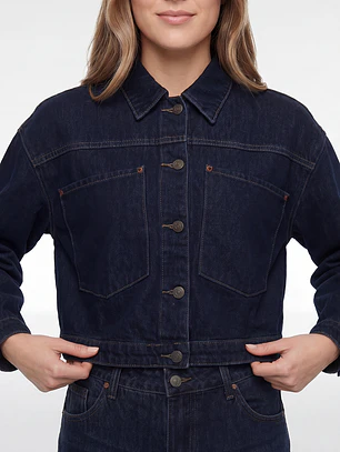 Chaqueta Denim Raw Denim Mujer Manga Larga Azul