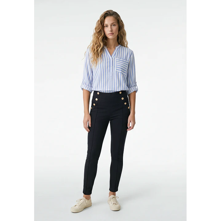 Blusa Rayada Mujer Manga 3/4 Celeste 4