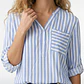 Blusa Rayada Mujer Manga 3/4 Celeste - Miniatura 2