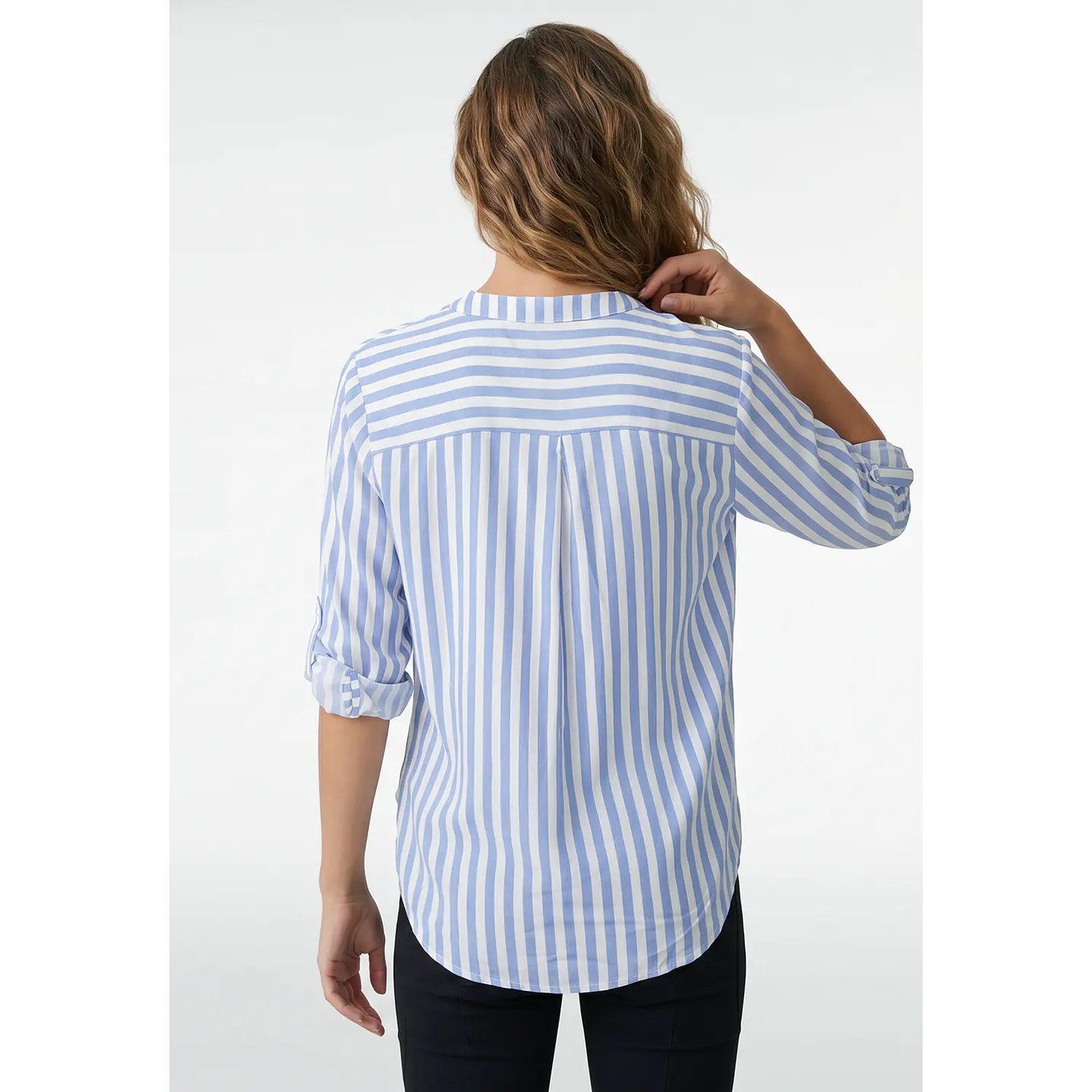Blusa Rayada Mujer Manga 3/4 Celeste 3