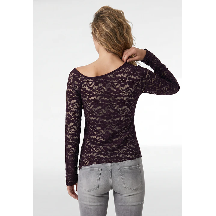 Polera Encaje Mujer Manga Larga Uva 3