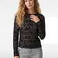 Polera Encaje Mujer Manga Larga Negro - Miniatura 1
