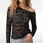 Polera Encaje Mujer Manga Larga Negro - Miniatura 2