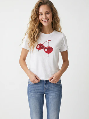 Polera Guinda Mujer Blanco