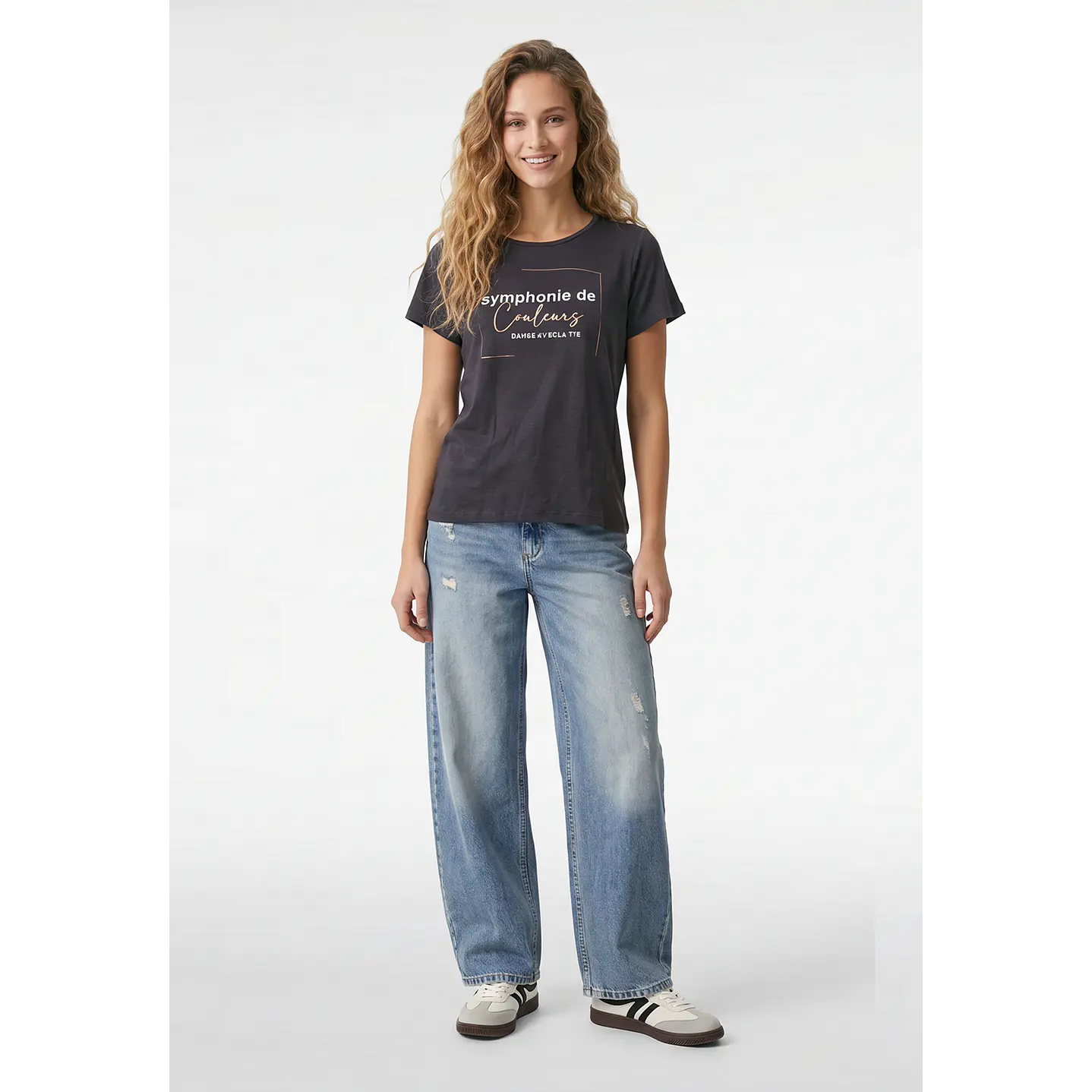 Polera Estampado Mujer Gris 4