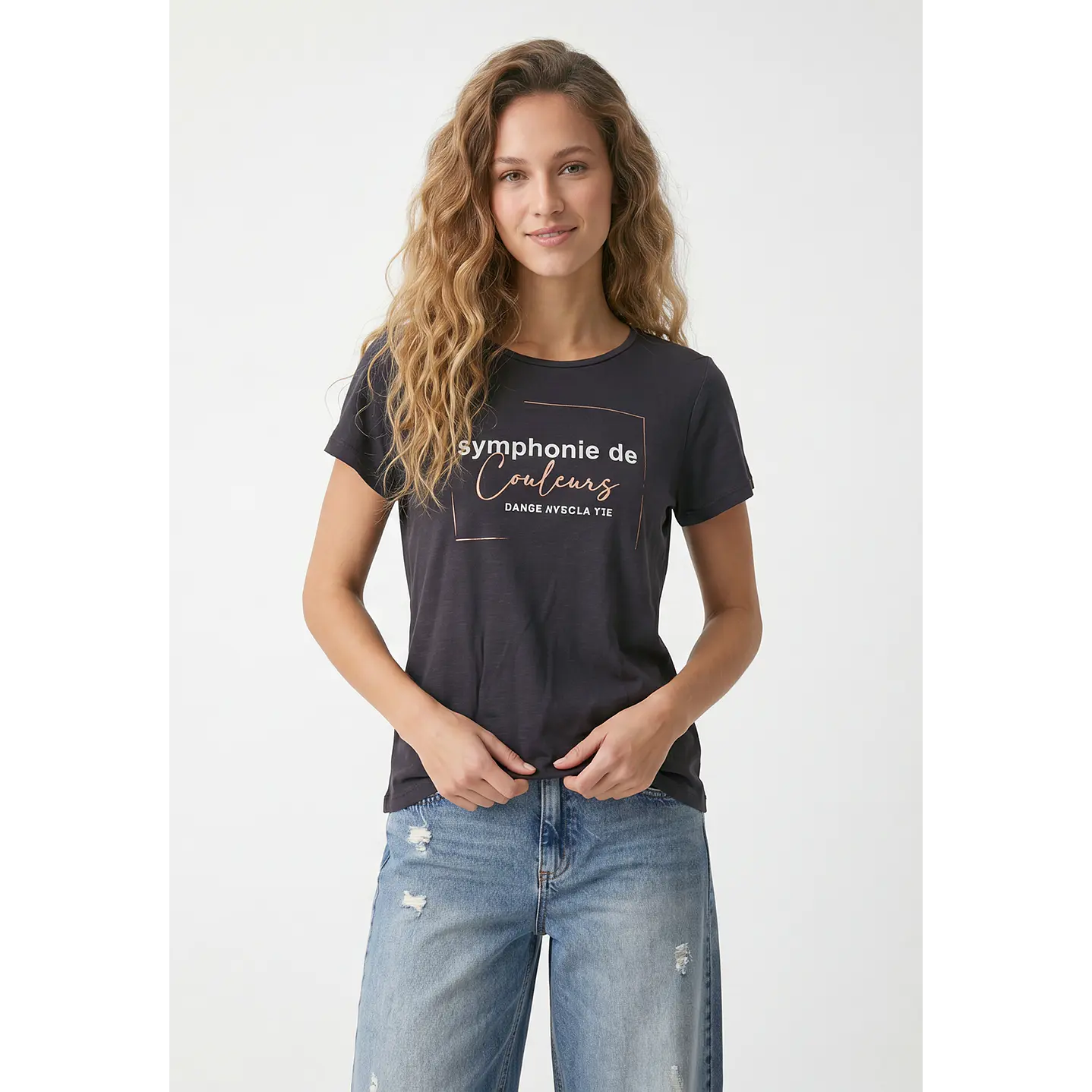 Polera Estampado Mujer Gris 1
