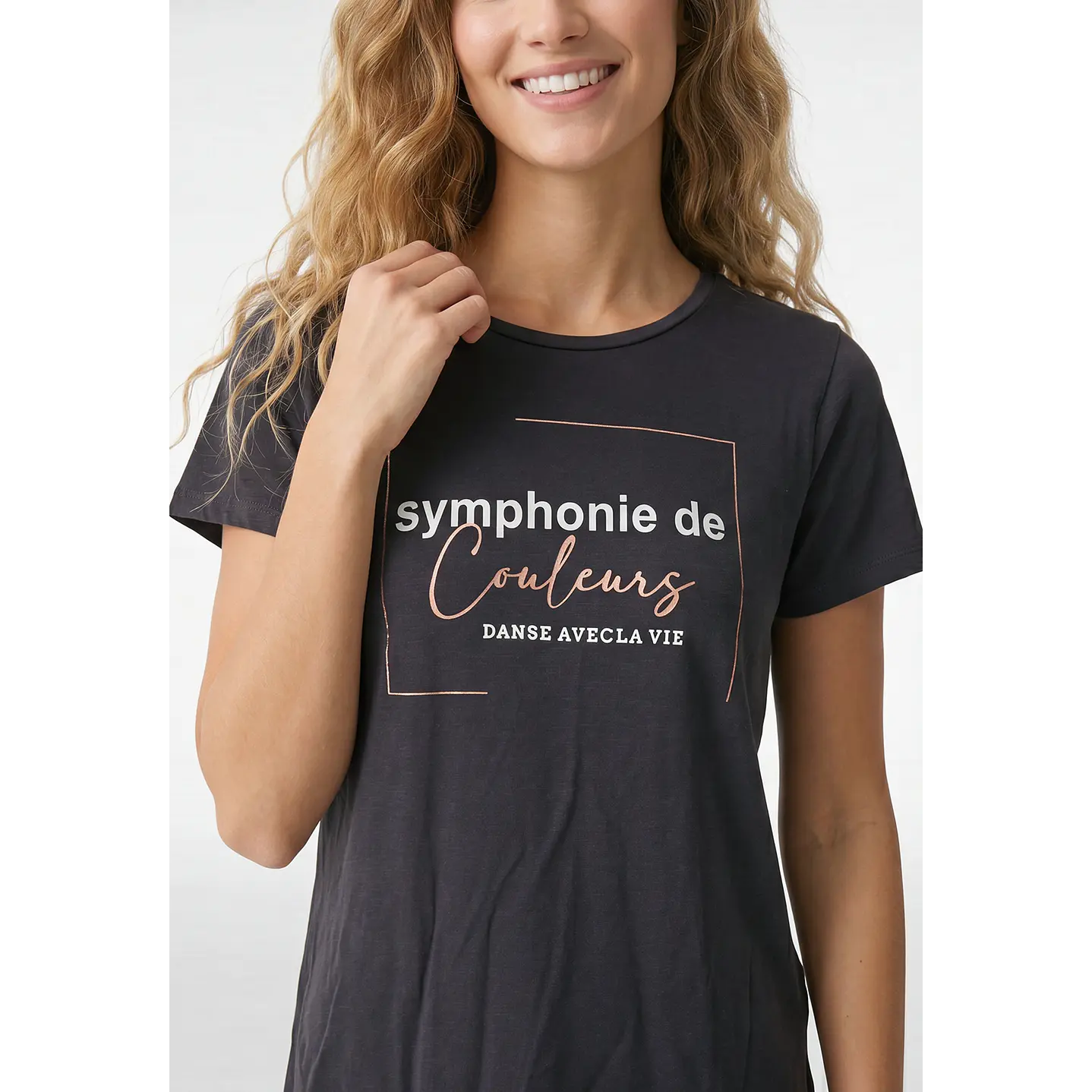 Polera Estampado Mujer Gris 2