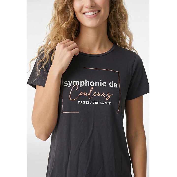 Polera Estampado Mujer Gris 2