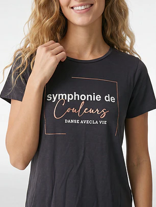 Polera Estampado Mujer Gris