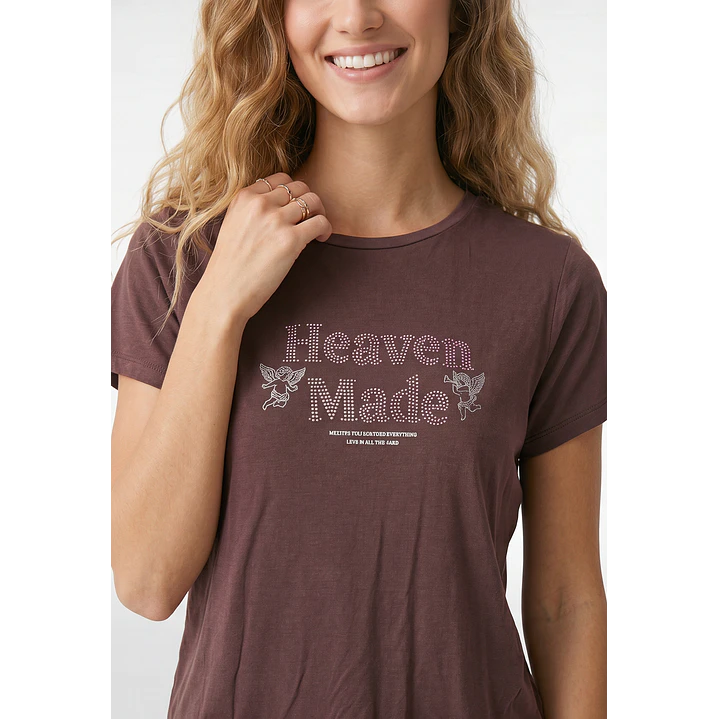 Polera Estampado Mujer Café 2