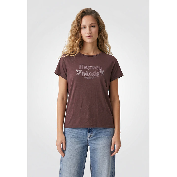 Polera Estampado Mujer Café 1