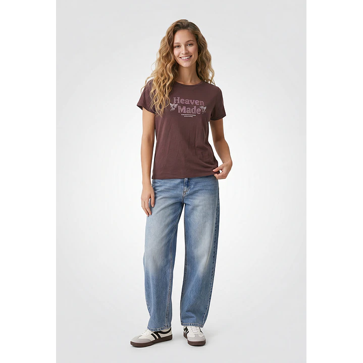 Polera Estampado Mujer Café 4
