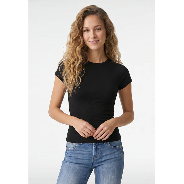 Polera Abertura Costado Mujer Negro 1