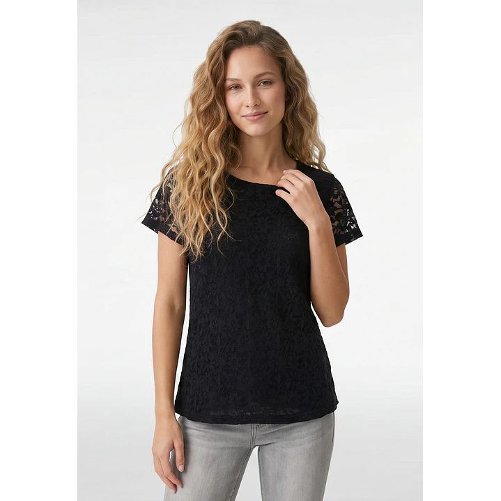 Polera Encaje Mujer Negro 1