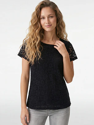 Polera Encaje Mujer Negro