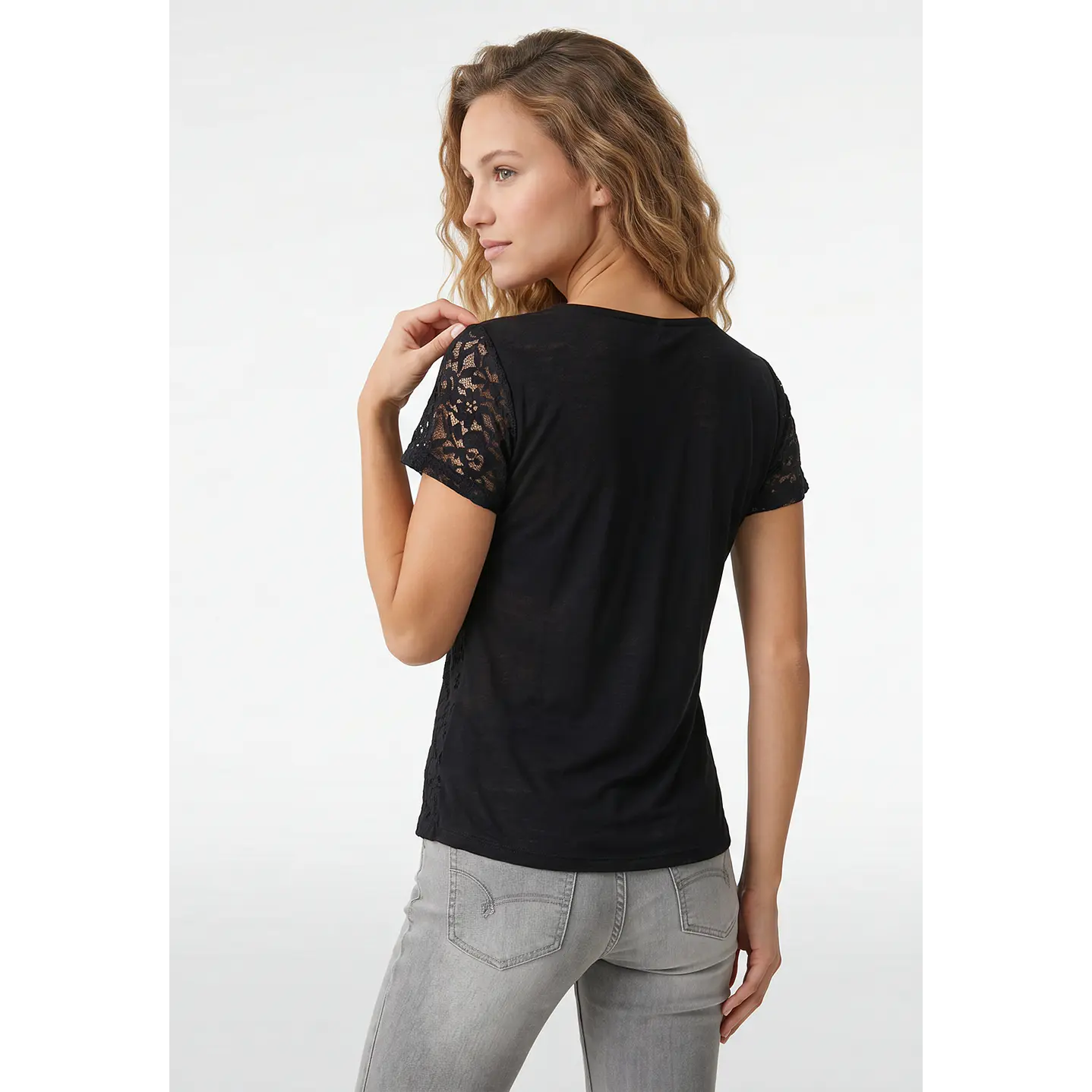 Polera Encaje Mujer Negro 3