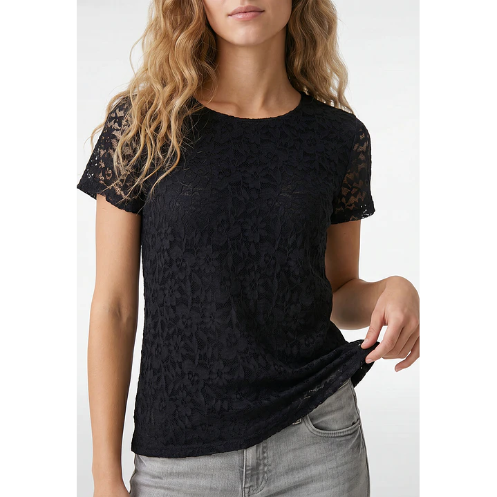 Polera Encaje Mujer Negro 2
