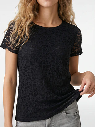 Polera Encaje Mujer Negro