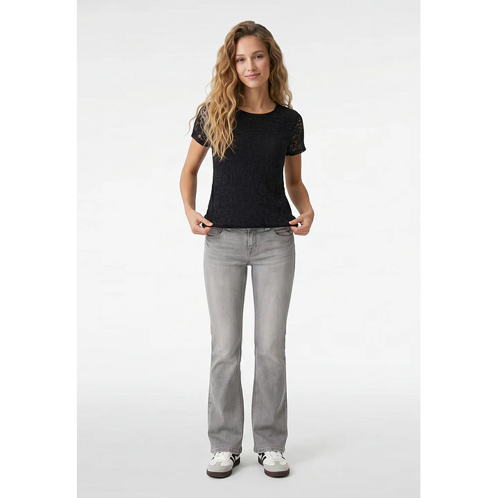Polera Encaje Mujer Negro 4