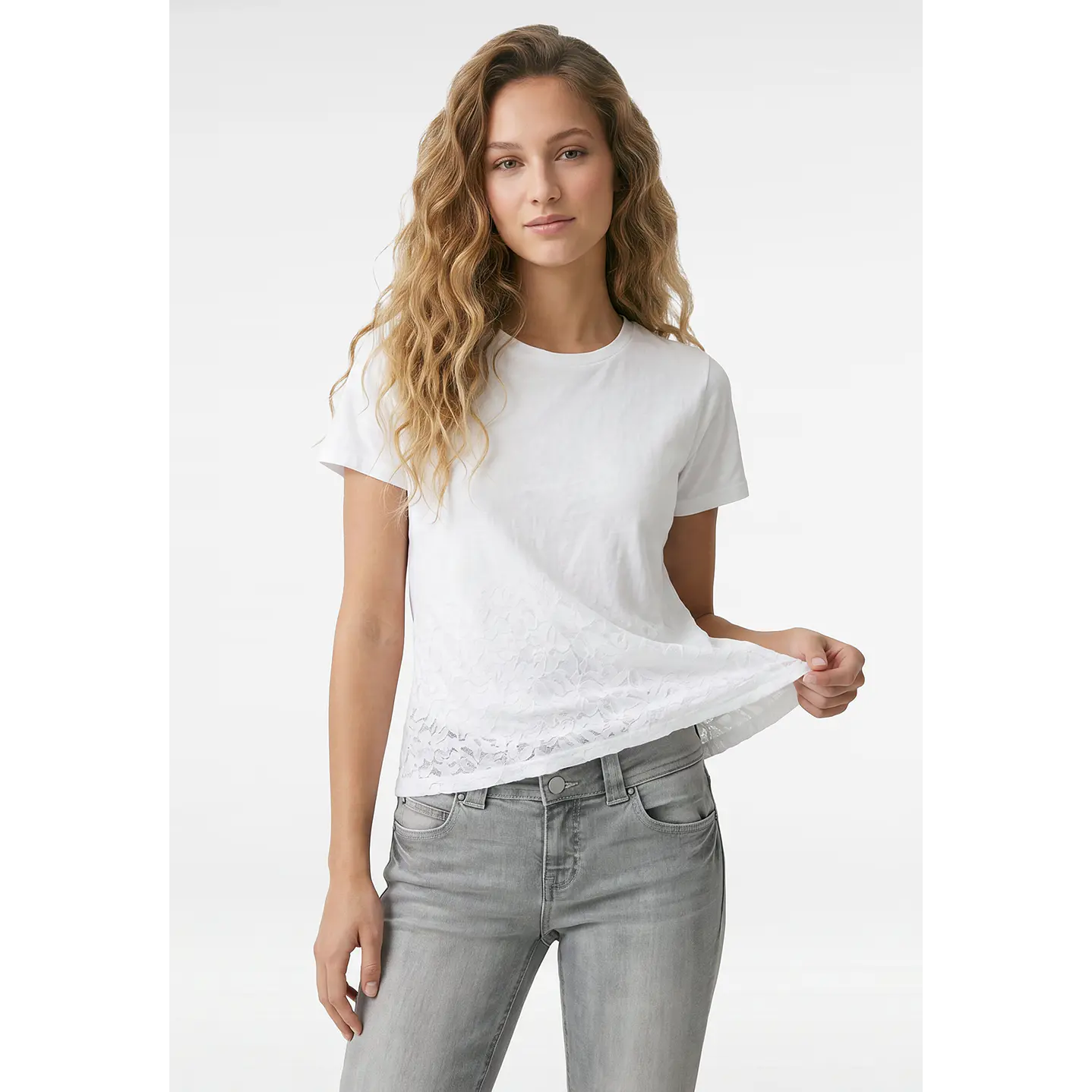 Polera Encaje Mujer Crudo 1