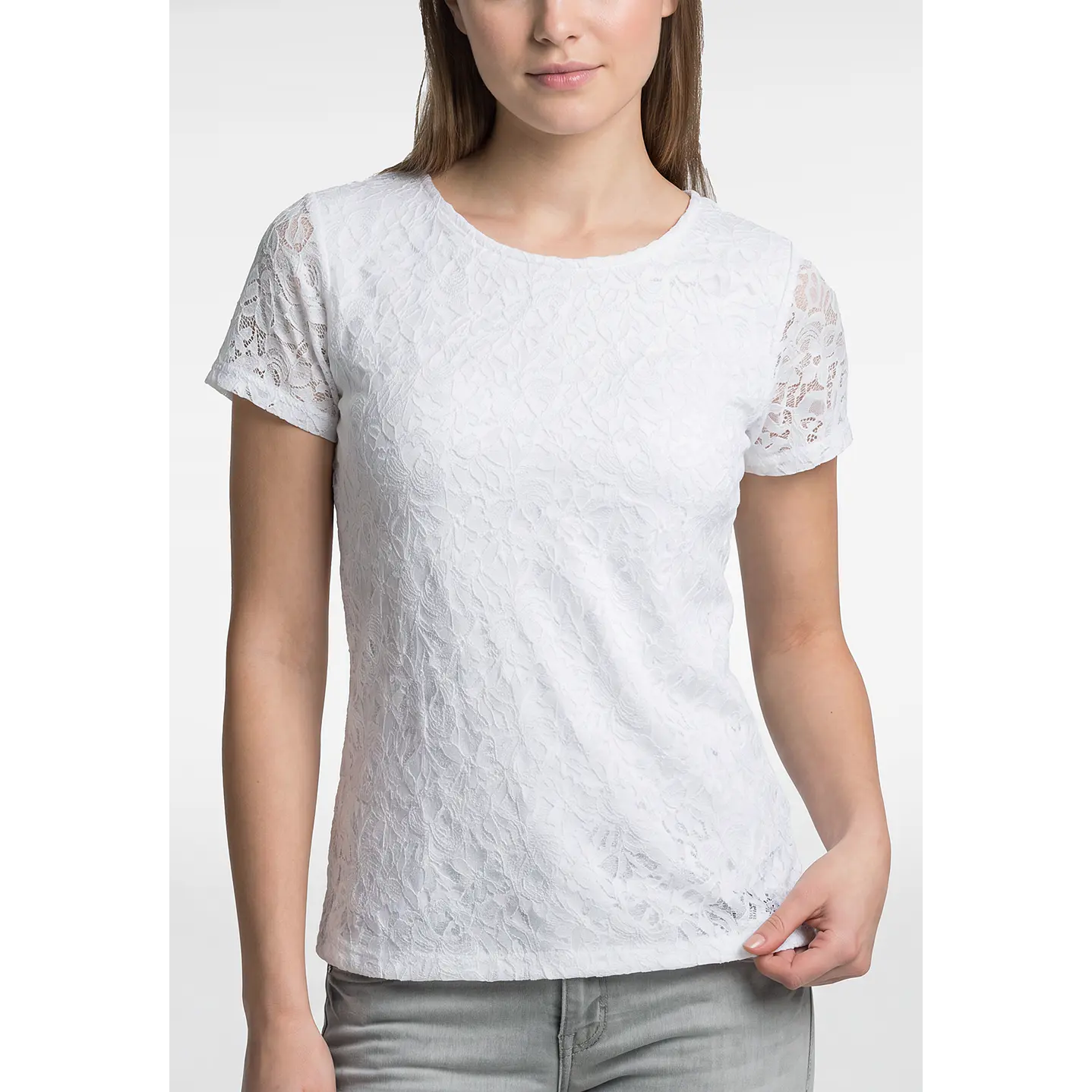 Polera Encaje Mujer Crudo 2