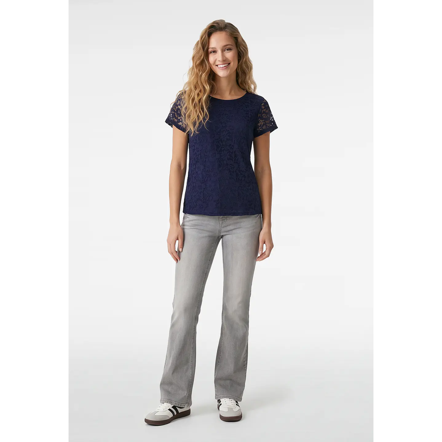 Polera Encaje Mujer Azul 4
