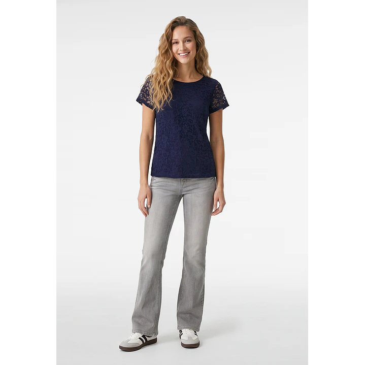 Polera Encaje Mujer Azul 4