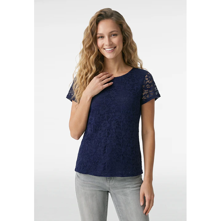 Polera Encaje Mujer Azul 1