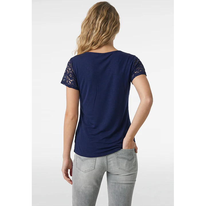 Polera Encaje Mujer Azul 3