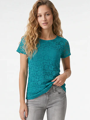 Polera Encaje Mujer Turquesa