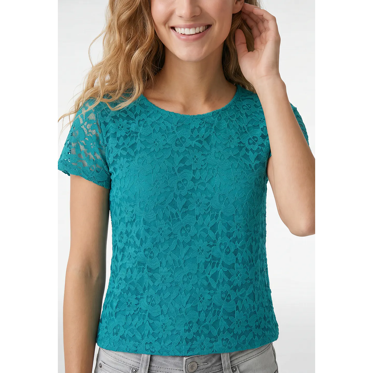Polera Encaje Mujer Turquesa 2